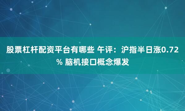 股票杠杆配资平台有哪些 午评：沪指半日涨0.72% 脑机接口概念爆发