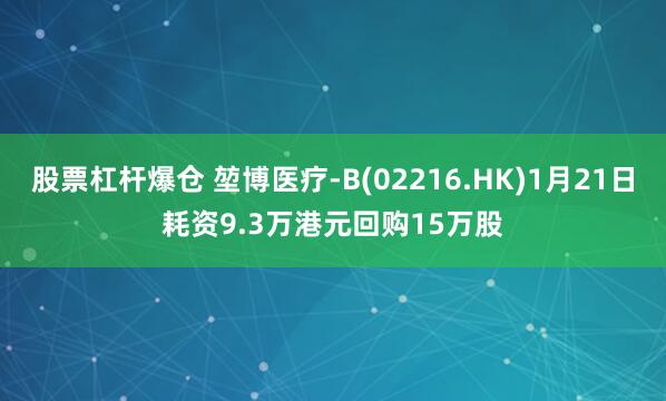 股票杠杆爆仓 堃博医疗-B(02216.HK)1月21日耗资9.3万港元回购15万股